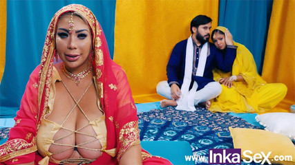 Chudai - Busty Indian stepmom fucks her stepdaughter&#039;s boyfriend and leaves her pussy full of milk.